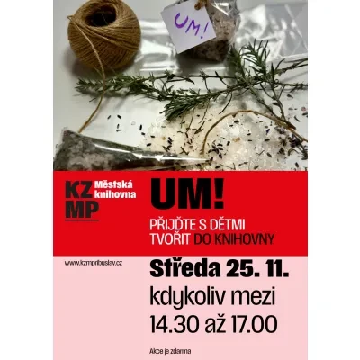 UM! Přijďte s dětmi tvořit do knihovny.